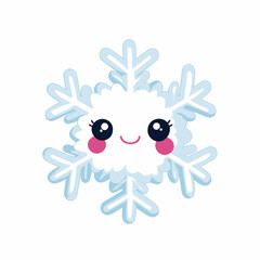 Cute Snowflake Character with Rosy Cheeks and Big Eyes.