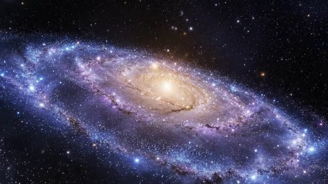 A mesmerizing view of the andromeda galaxy with its spiral arms and core
