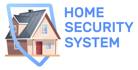 House surrounded by protective shield. Real estate insurance. Residential building protect. Architecture safety. Apartment guard. Vector concept of security system for house protection