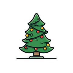 Festive Christmas Tree with Colorful Ornaments and a Brown Trunk 1.