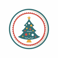 Festive Christmas Tree Icon with Decorative Border.