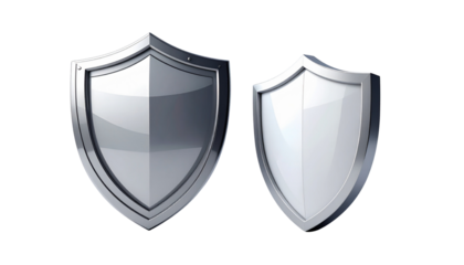 Set of Glossy Blue Security Shields isolated on transparent background