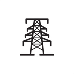 Transmission tower icon symbolizing power line support and electricity distribution, representing specialized utility infrastructure, modern energy grid systems, and large-scale engineering.