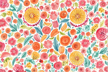 Colorful flowers orange pink