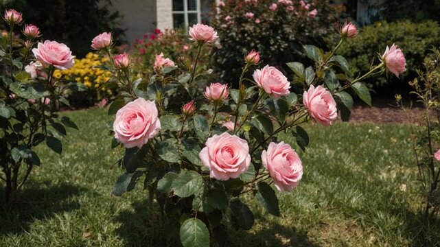 pink roses in a garden