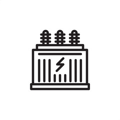 Substation icon symbolizing voltage conversion and power grid distribution, representing specialized electrical utility infrastructure, modern energy management, and transmission systems.