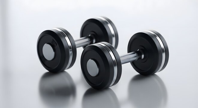Black metal dumbbells used for fitness and strength training