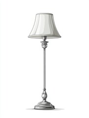 Obraz premium Elegant Silver Floor Lamp with White Fabric Shade