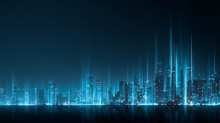 A glowing futuristic skyline filled with radiant finance energy lines representing digital transaction power.