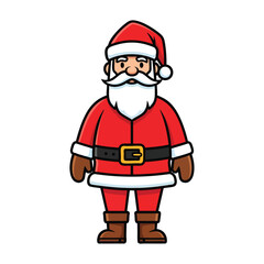 Fullbody cartoon illustration of a friendly Santa Claus in a classic red suit and hat.