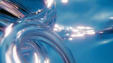 Shiny blue liquid metal swirling abstract background - Powered by Adobe