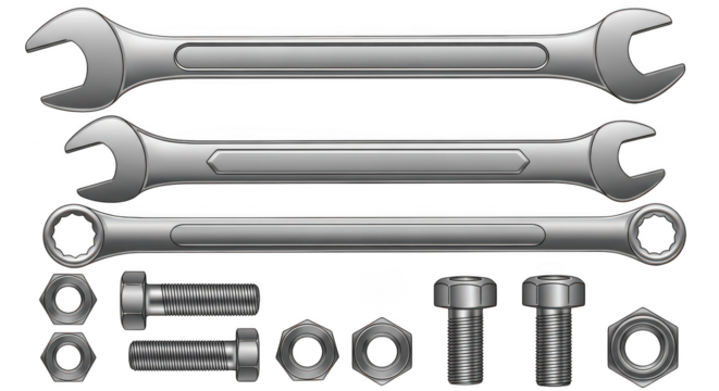 Metal Wrenches Bolts And Nuts Tool Collection