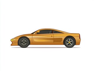 Fototapeta premium Gold Sports Car Pixel Art Side Profile