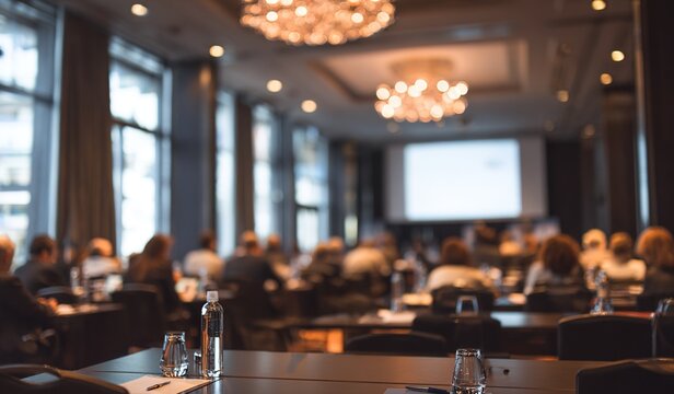 background image of the seminar in the conference room of the business center. High quality - Powered by Adobe