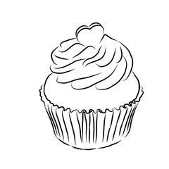 Cupcake Line Art, Minimalist Dessert Drawing
​
- 