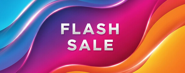 Colorful Flash Sale 3D-inspired gradient wave design, ideal for digital advertisers, website banners and online promotional visuals highlighting limited-time offers cover