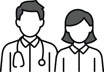 Doctor and nurse professional medical icons illustrating a healthcare team.