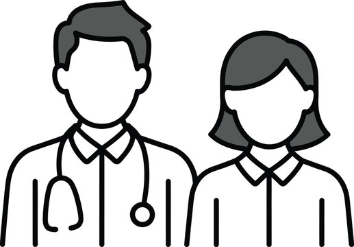Doctor and nurse professional medical icons illustrating a healthcare team.