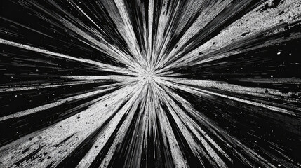 Obraz premium Explosive Starburst Abstract Lines Texture in Black and White