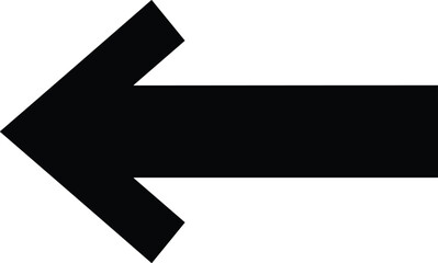 Solid black arrow pointing left on a clean white background direction