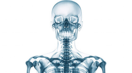 Human skeleton xray isolated on transparent background showing bones and anatomy