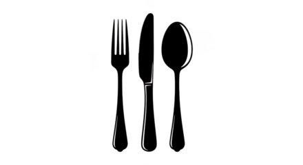 Minimalist Cutlery Outline Fork Knife Spoon On Black