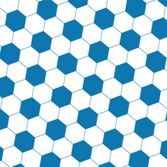 Seamless vector leather soccer ball pattern in blue and white colors. Soccer ball texture. Football ball texture background. Perfect for football or soccer background, sports websites, textile designs