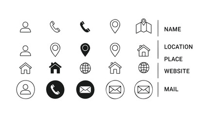 Vector illustration of contact information icons