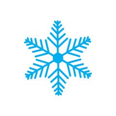 Light blue snowflake, ice snowflake vector illustration, graphic icon isolated on white background. 