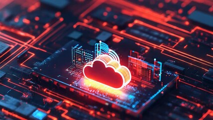 Cloud storage data connecting computing server circuit board - Powered by Adobe