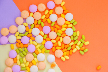 Candy on the colorful background