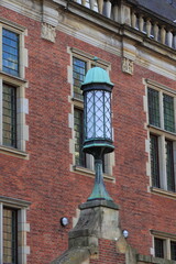 Vintage City Hall Lamp Post Close Up in Leiden, Netherlands