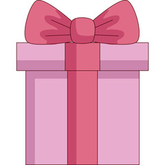 A Pink Gift Box Tied With A Large Pink Bow Isolated On A Transparent Background For Any Celebration or Occasion