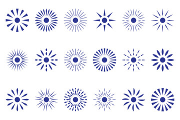 Sunburst, sun light ray. Vintage graphic set of light rays, sunburst and rays of sun. Star burst, light ray, sun ray, blast, shine, beam, glow, fire works classic vintage retro set. eps 10
