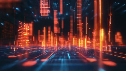 Digital cityscape representing data connections and cybersecurity network - Powered by Adobe