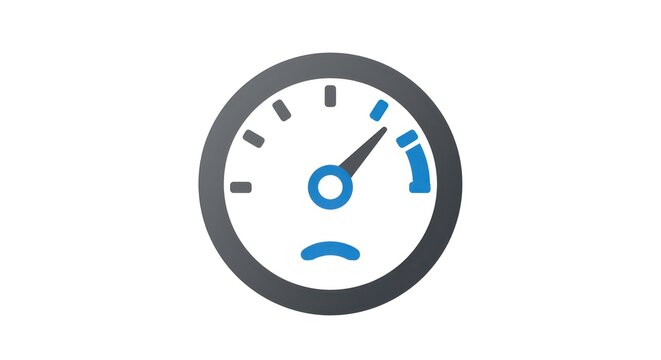 Frustrated Performance Gauge Icon Representing Slow Speed and Inefficiency.