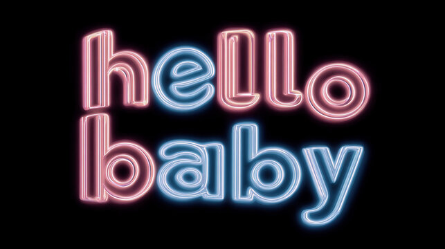 Cute baby shower pink and blue lettering hello baby