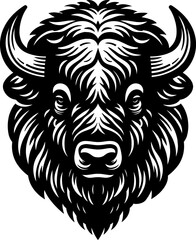 American Bison Head Engraving Vector – Vintage Western Wildlife Illustration
