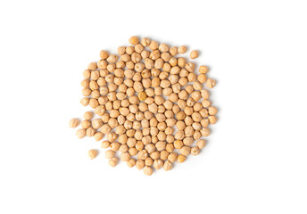 Chickpea, chick pea pile, dry Cicer arietinum fruits, raw Bengal gram legume, garbanzo beans