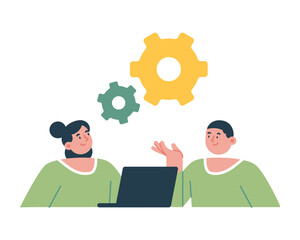 Business Collaboration with Working Together for Productivity and Development Illustration