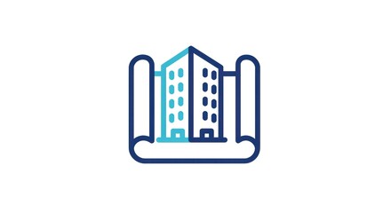 Building Blueprint Icon - Architectural Design and Construction Planning.