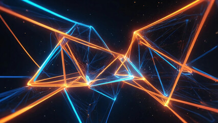 futuristic digital network made up of glowing blue and orange geometric Digital Nexus, Generative Ai