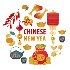 Chinese New Year Elements Collection Vector Illustration