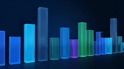 Abstract 3 d bar graph visualization on dark background for data analysis - Powered by Adobe