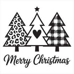 Leopard Christmas trees SVG PNG, Merry Christmas sublimation design Black White Christmas Tree, Leopard buffalo plaid shirt design

