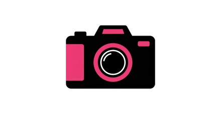 Fototapeta premium Pink and Black Camera Illustration on White Background.