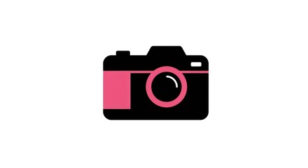 Fototapeta premium Stylized Camera Icon with Pink Accents on White Background.