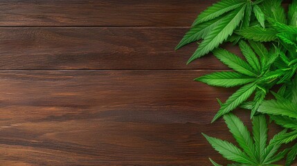 Green Leafy Plant Arrangement on Dark Wood Background for Nature and Wellness Concepts