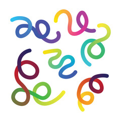 Abstract colorful swirl and wavy lines on white background