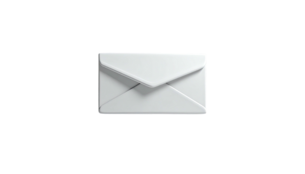 Isolated white envelope against a stark black background